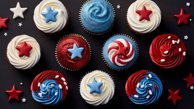 Foto gratuita deliziosi cupcakes a tema stati uniti