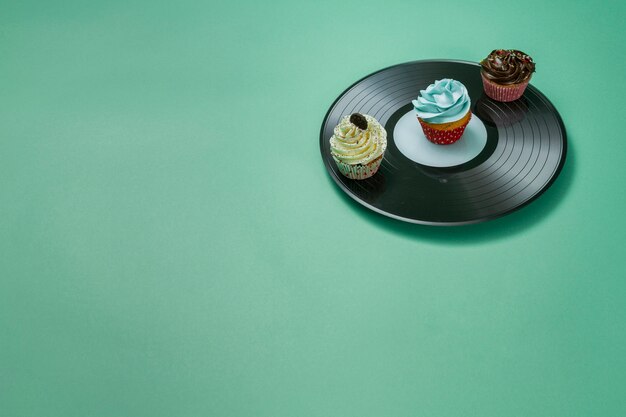 Delicious cupcakes on vinyl
