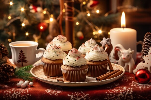 Delicious cupcakes winter theme