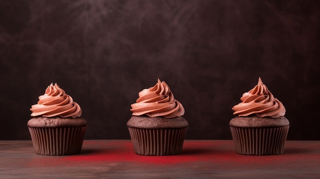 Foto gratuita deliziosi cupcakes con glassa al cioccolato