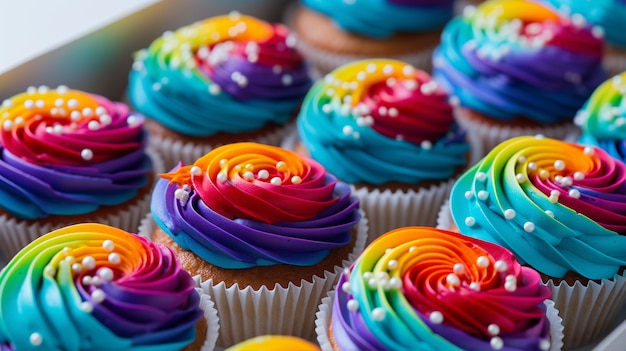 Вкусные кексы с разноцветной глазурью