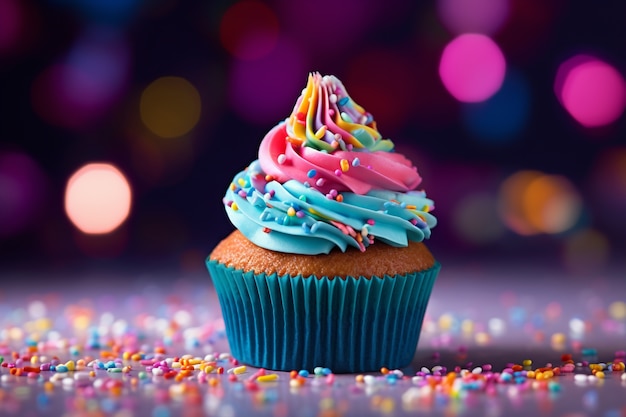 Free photo delicious cupcakes with colorful icing