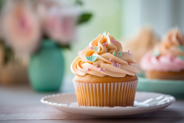 Free photo delicious cupcakes with glaze arrangement
