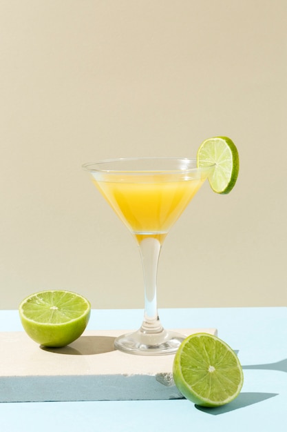 Delicious daiquiri cocktail with lime slice