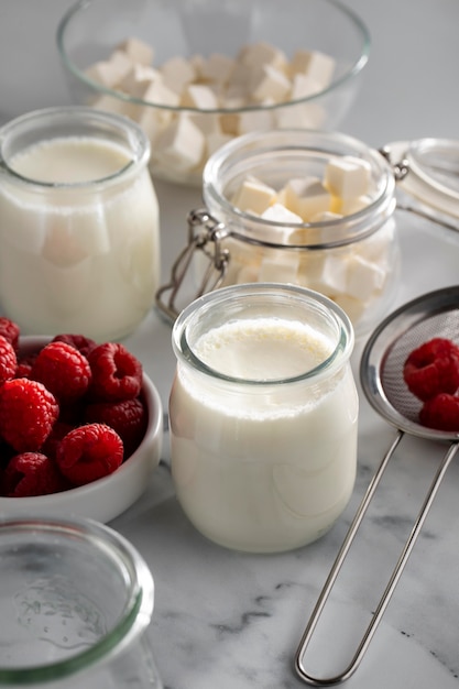 Delicious dairy products and berries