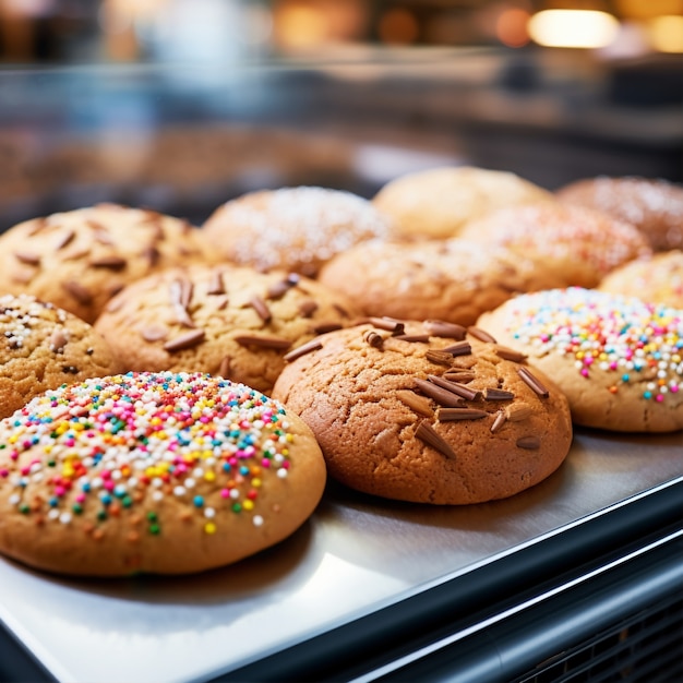 Foto gratuita deliziosa disposizione di biscotti decorati