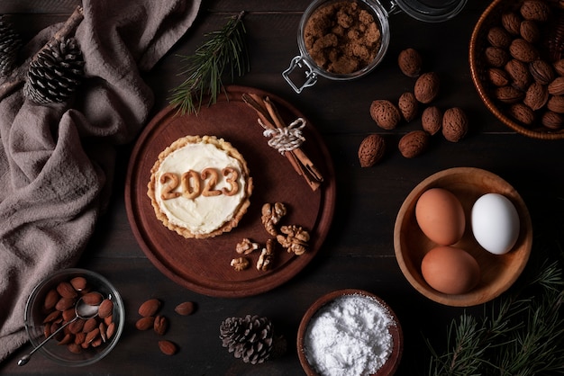 Delizioso dessert per la vista dall'alto di capodanno