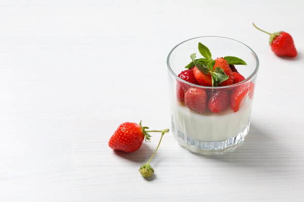 Free photo delicious dessert panna cotta space for text