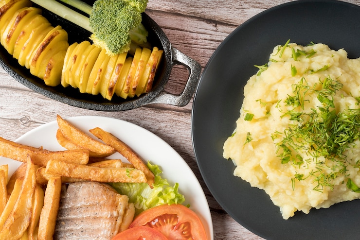Free Photo | Delicious dishes with different cooked potatoes