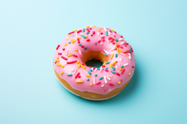 Delicious donut with pink topping