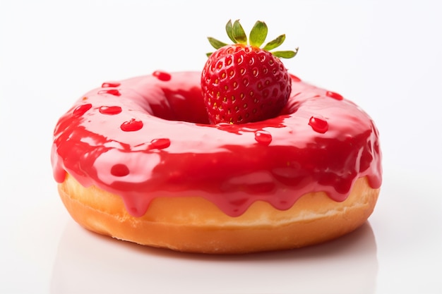 Delicious donut with strawberry