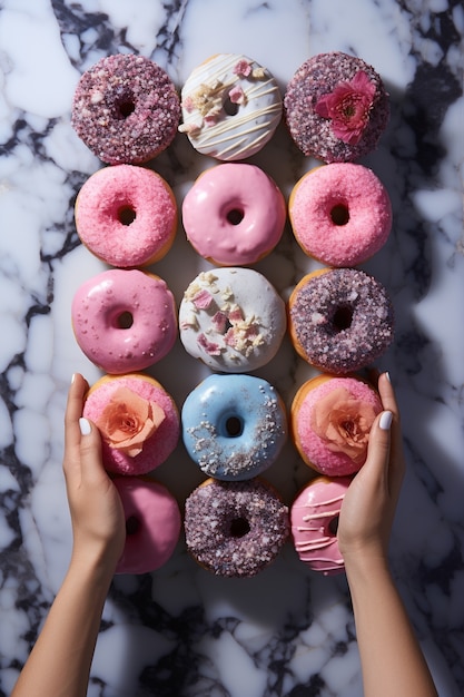 Free photo delicious donuts ai generated