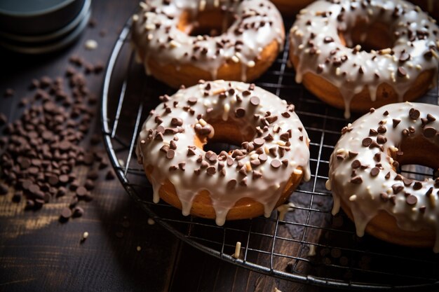 delicious donuts with chocolate topping
