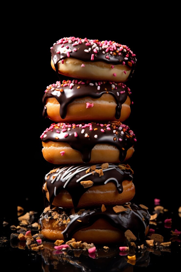 Free Photo delicious donuts with topping arrangement