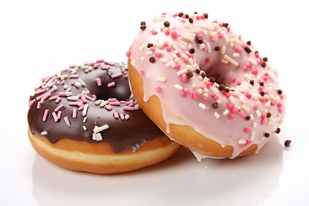 Delicious donuts with topping arrangement