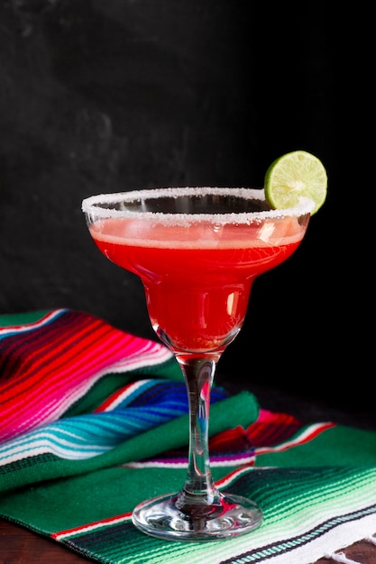 Free photo delicious drink with lime for mexican party