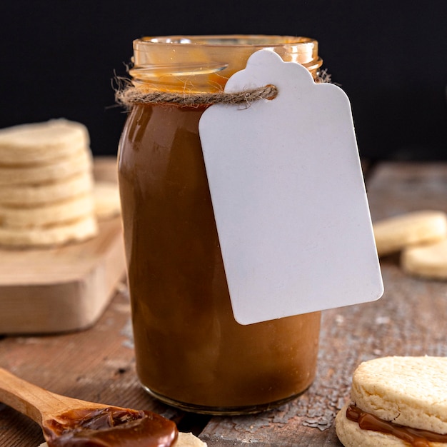 Delicious dulche de leche jar  concept