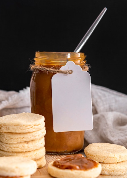 Delicious dulche de leche jar  concept