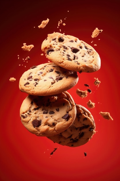 Free photo delicious floating cookies