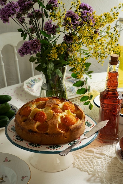 Free photo delicious floral feast still life