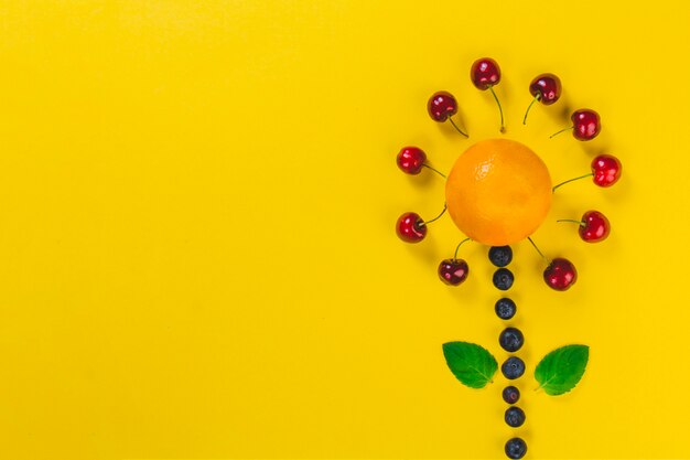 Delicious flower made of fruits