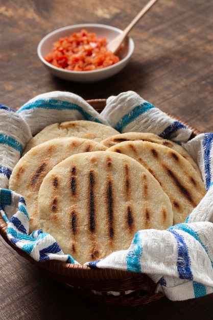 Delicious food arrangement in basket