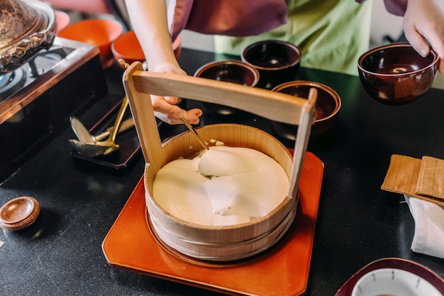 Delicious food arrangement on table