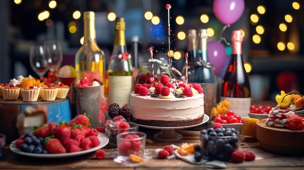Вкусная еда и напитки на дне рождения