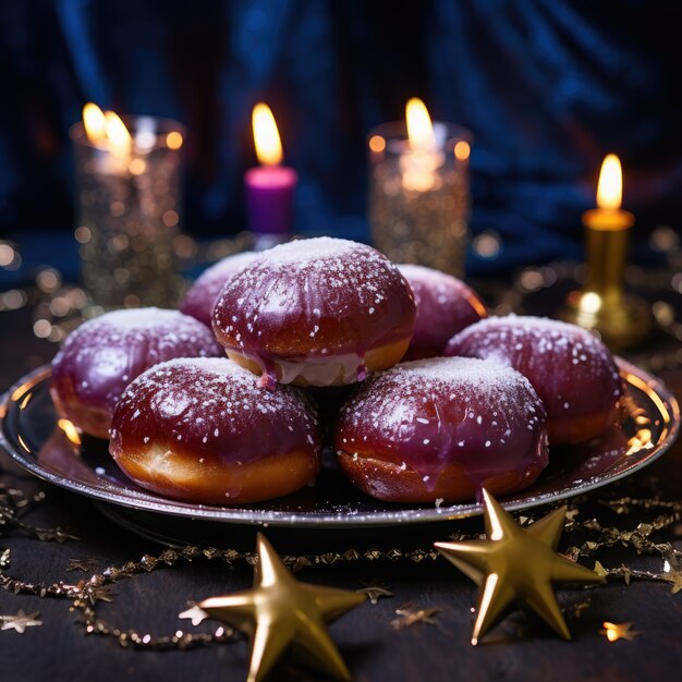 Delicious food prepared for jewish hanukkah celebration