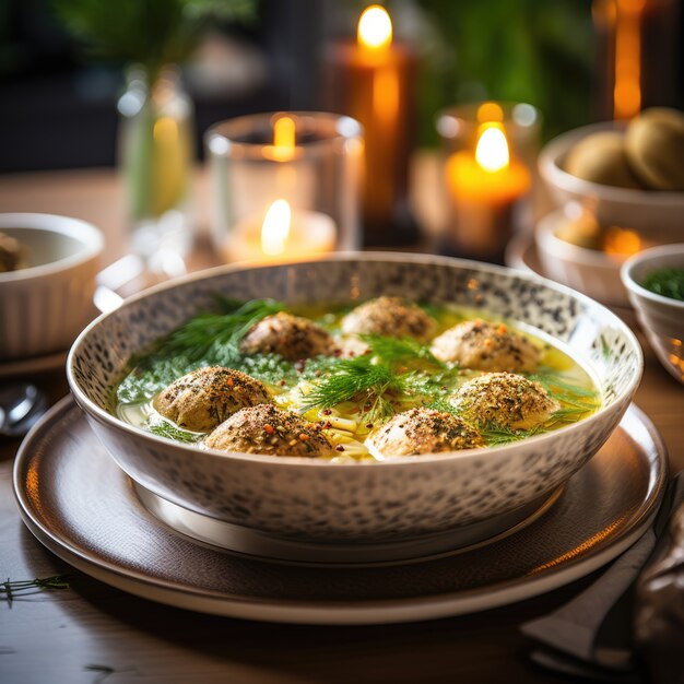 Delicious food prepared for jewish hanukkah celebration