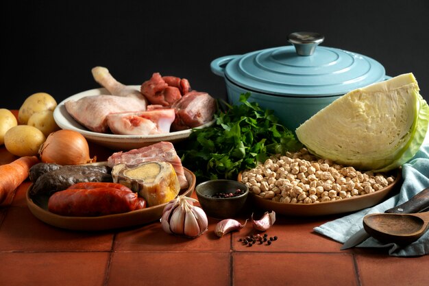 Delicious food on table still life