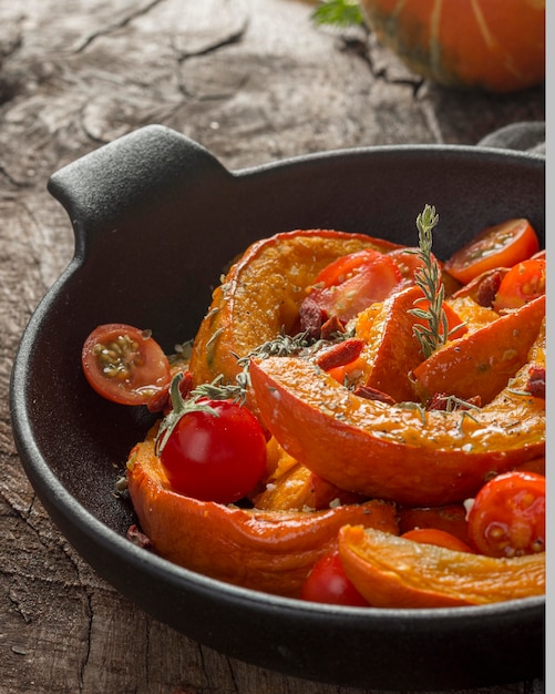 Foto gratuita cibo delizioso con le zucche