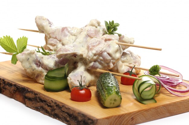 Delicious food on a wooden board