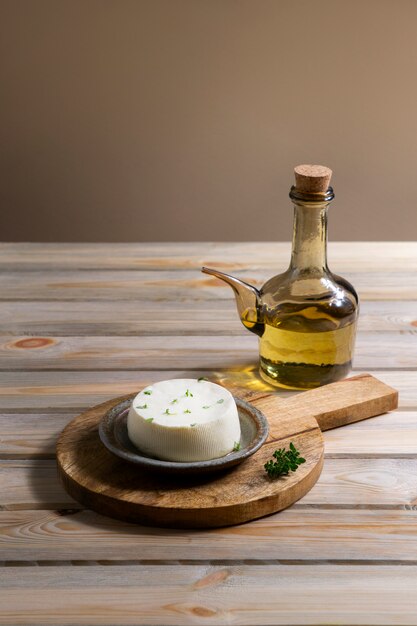 Delicious fresh cheese still life