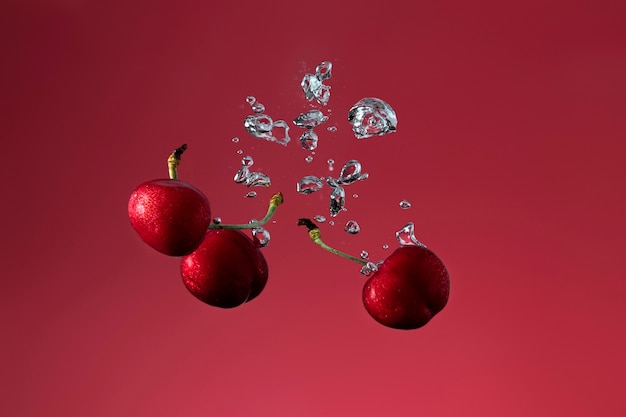 Delicious fresh cherry in water