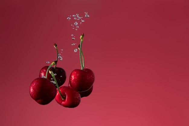 Delicious fresh cherry in water