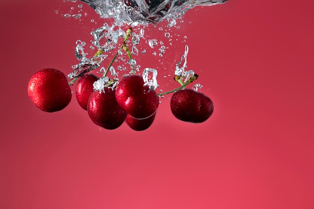 Delicious fresh cherry in water