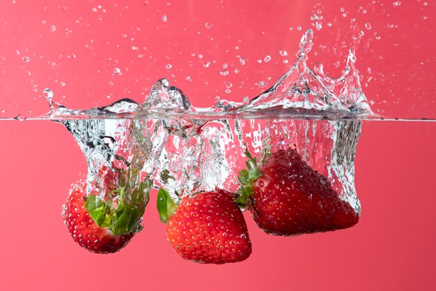 Delicious fresh strawberry in water