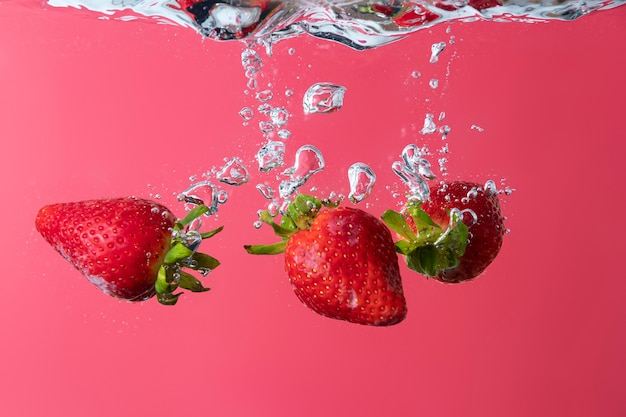 Delicious fresh strawberry in water