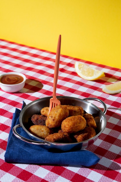 Delicious fried croquette arrangement