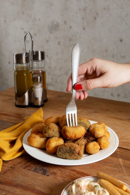 Delicious fried croquette assortment