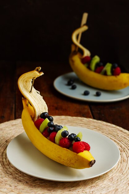 Delicious fruits arrangement high angle