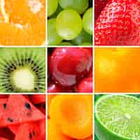 Free photo delicious fruits textures collage above view