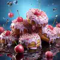 Free photo delicious glazed doughnuts arrangement