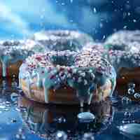 Free photo delicious glazed doughnuts arrangement