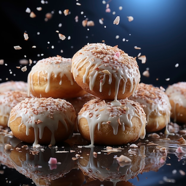 Free photo delicious glazed doughnuts arrangement