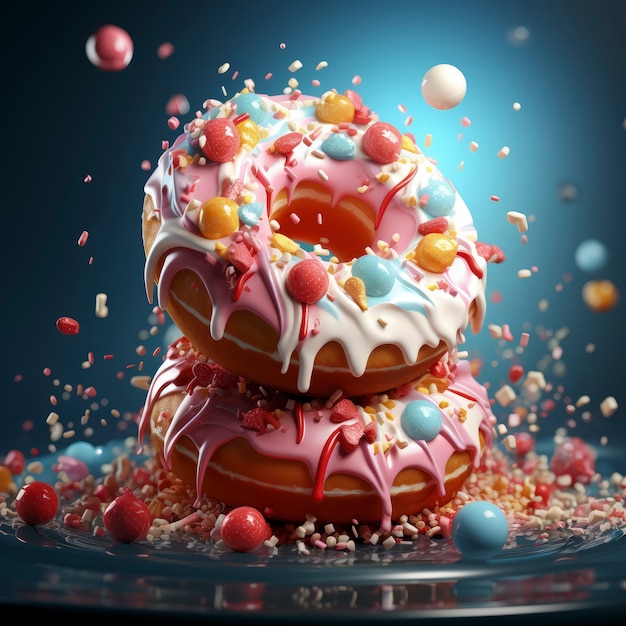 Free photo delicious glazed doughnuts arrangement