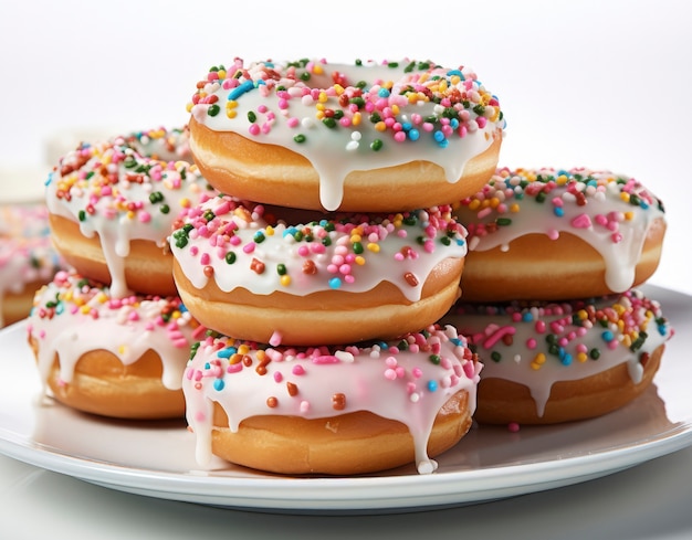 Free photo delicious glazed doughnuts arrangement