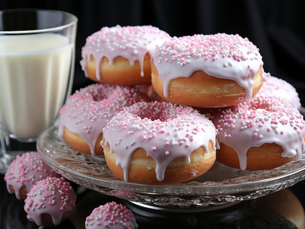 Free photo delicious glazed doughnuts arrangement