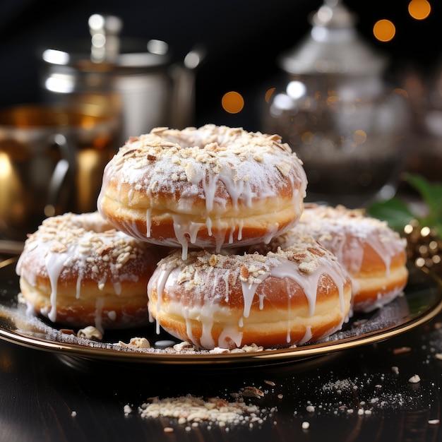 Delicious glazed doughnuts arrangement